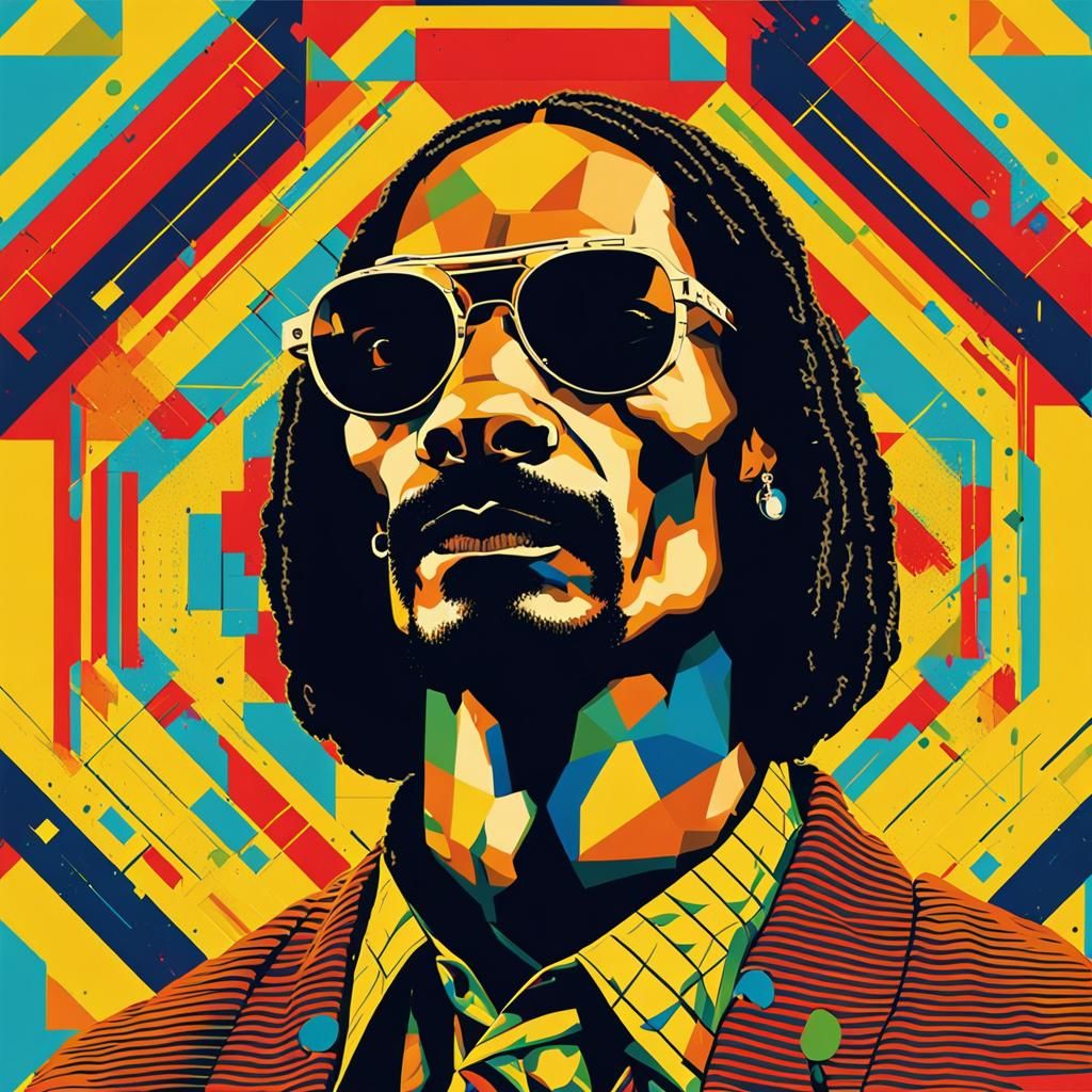 Snoop Dogg Pop Art Screen Print in Bauhaus Style