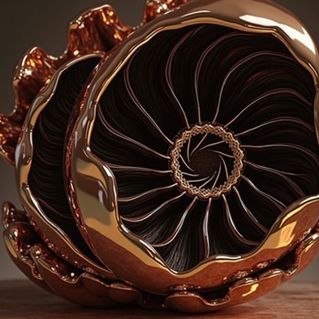 Chrome Lotus Sculpture With Hidden Optical Illusion