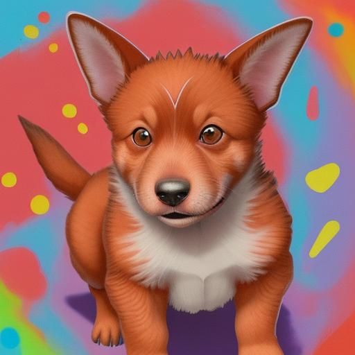 Cartoon Red Heeler Puppy Celebrates Birthday