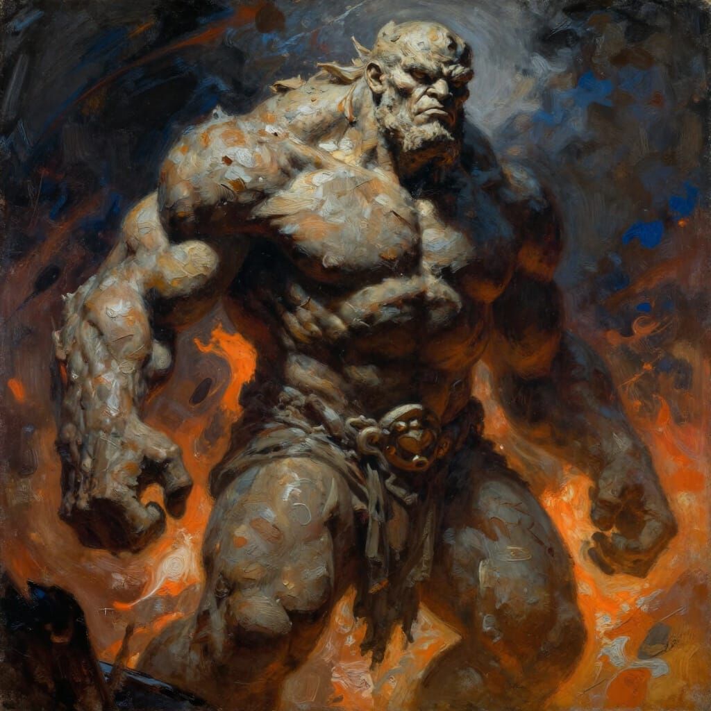 Colossal Giant Painting in Dramatic Impasto Style