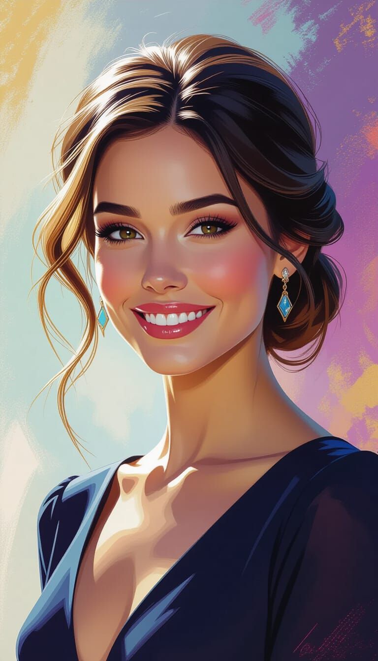 Hyperrealistic Portrait of Smiling Woman in Digital Art Styl...