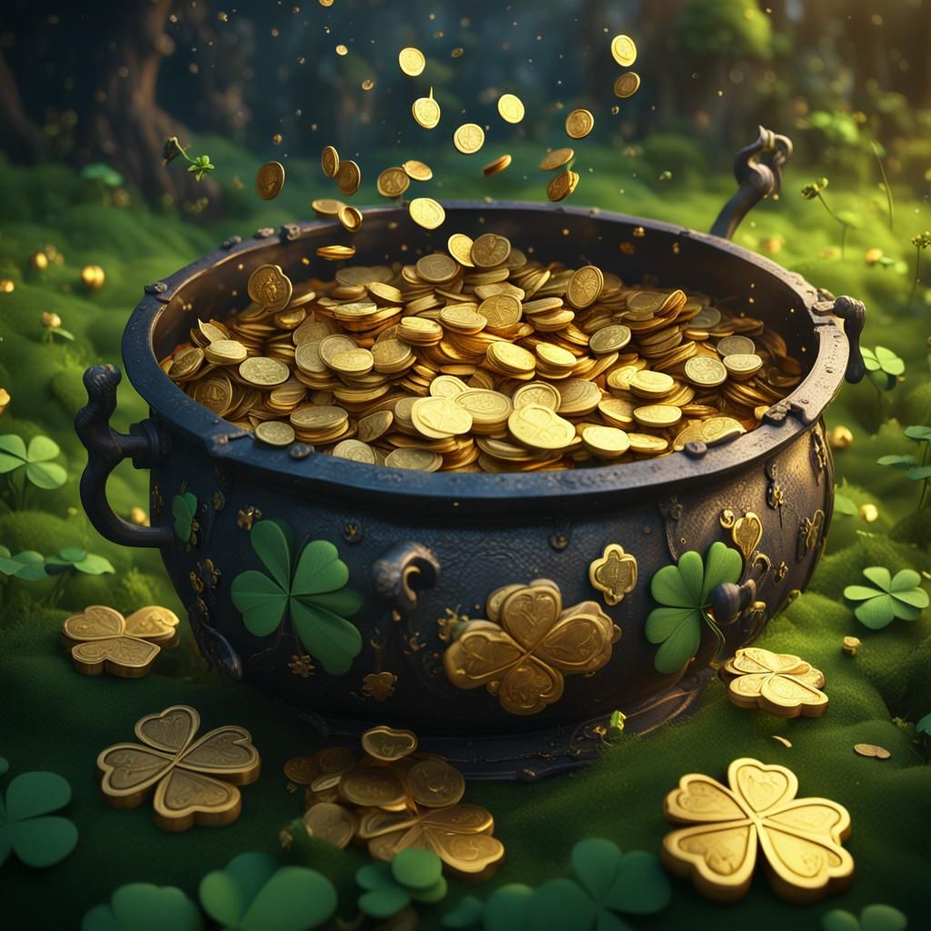 Golden Cauldron of Clovers: Fantasy Concept Art
