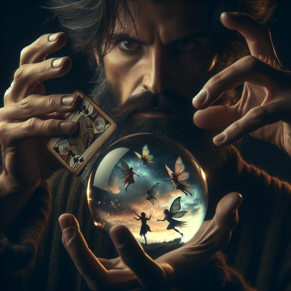 Magician Summons Fairies in Cinematic 35mm Style