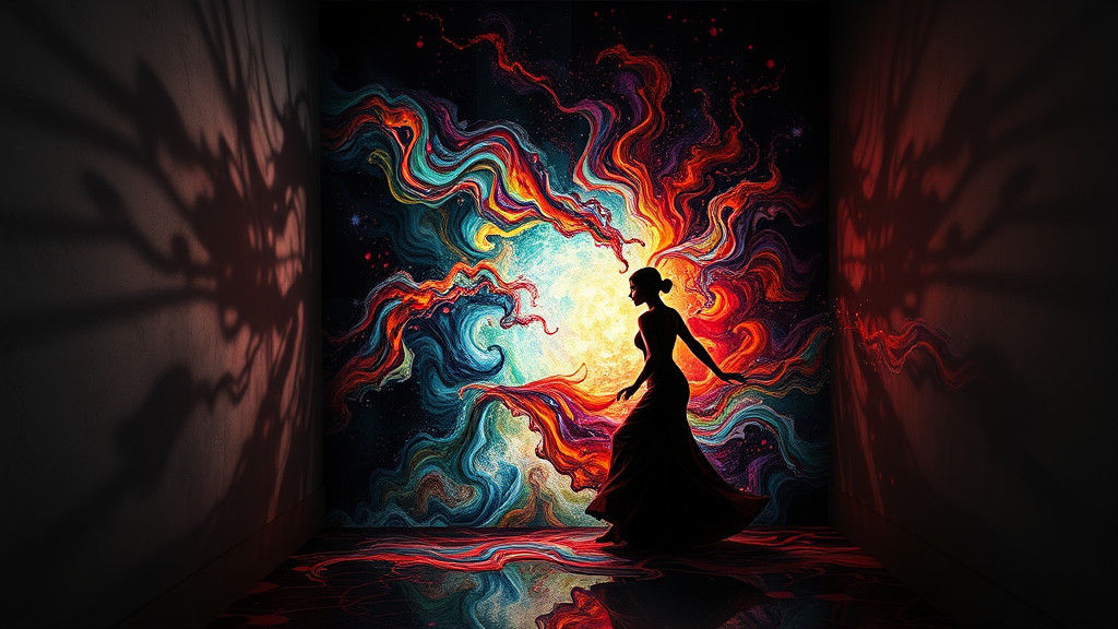 Cosmic Portal Formed by Shadows and Multicolored Explosions