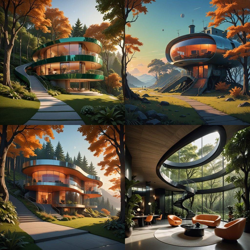 Surreal Futuristic Home in a Morning Light