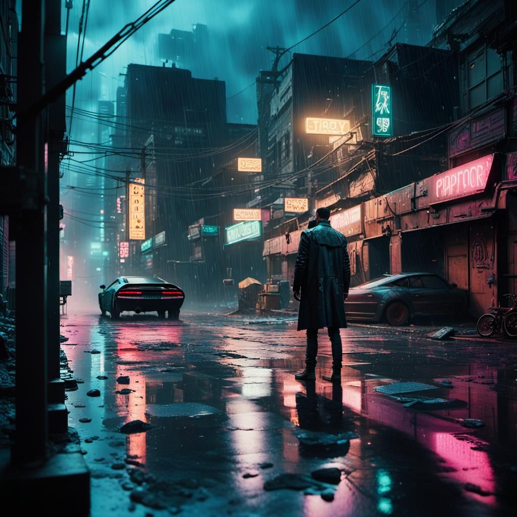 Neon Cyberpunk Alleyway Aftermath