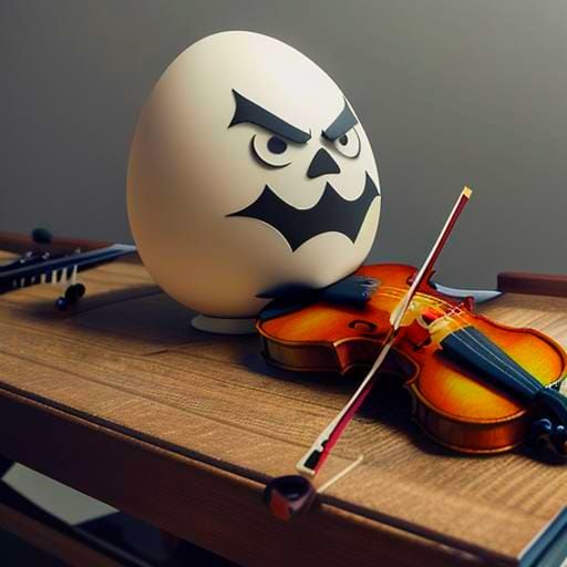 Angry Egg Plays Violin: AI Generated Image