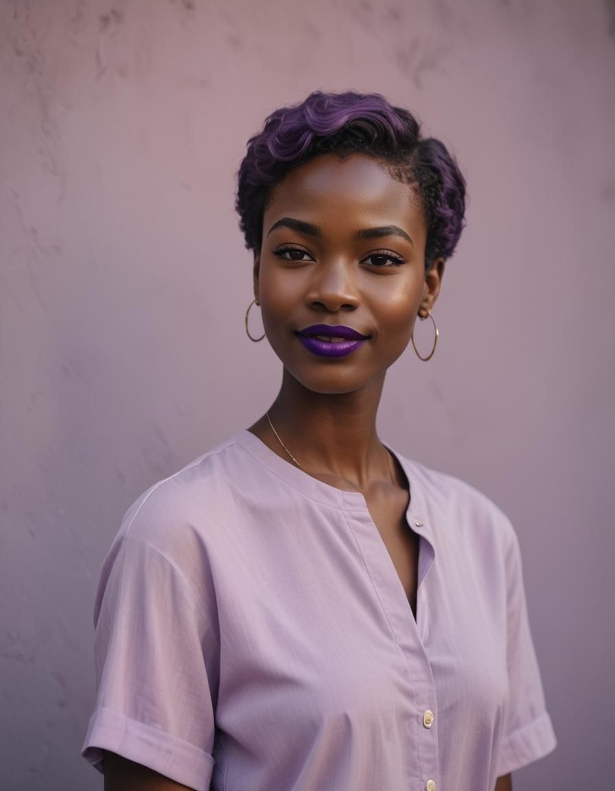 African Model Portrait with Leica Camera and Pastel Hues