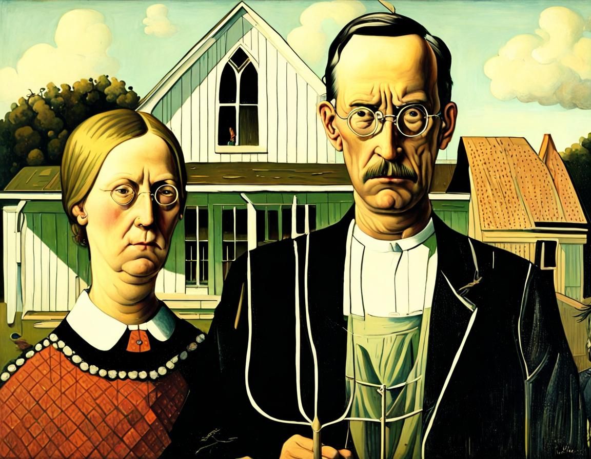 American Gothic Inspired Farmhouse Scene