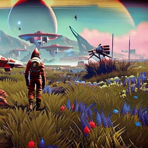 Retro Science Fiction Inspired Interstellar Landscape