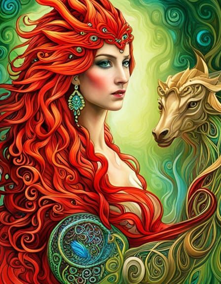 Celtic Dragon Goddess Portrait in Photorealistic Style