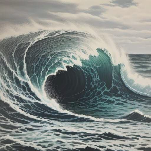 Hyperdetailed Charcoal Drawing of Seafoam