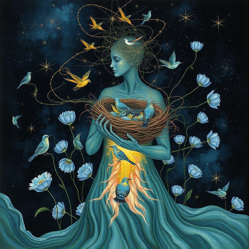 Dreamlike Mindscape: Woman Intertwined with Nature