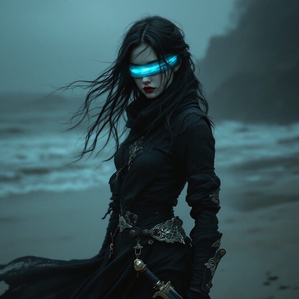 Stealthy Assassin Emerges from Misty Beach