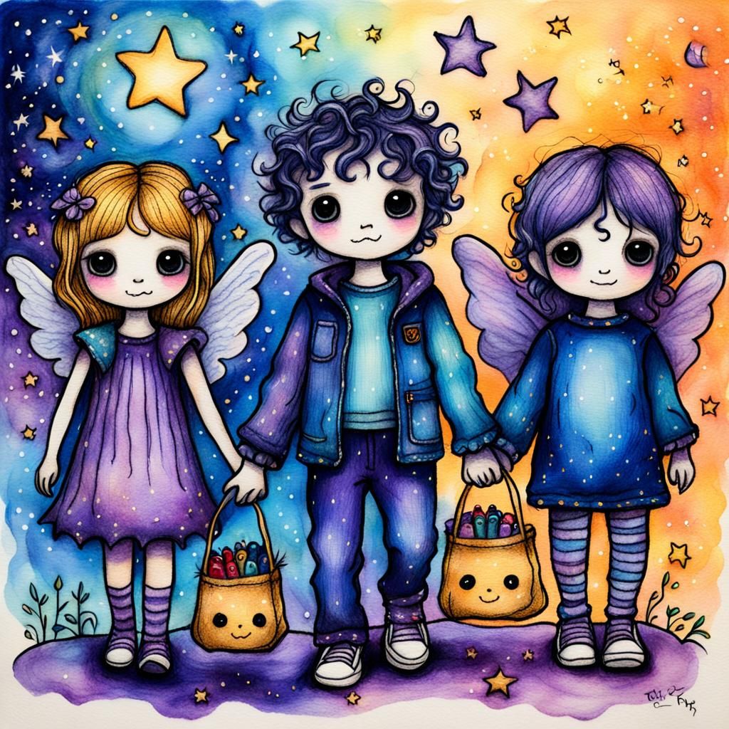 Gothic Child Art: Angel, Demon, Fairy Friends