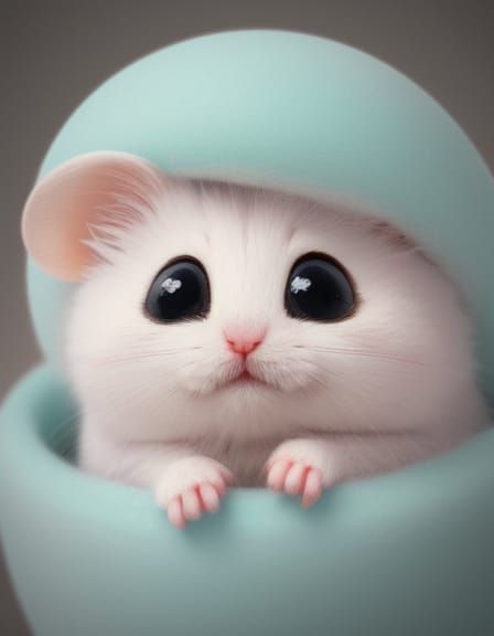 Adorable Baby Mouse Hiding in Cute Cartoon Style