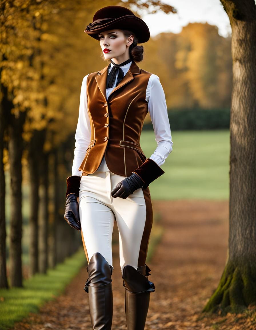 Equestrian Fashion: Woman in Velvet and Silk
