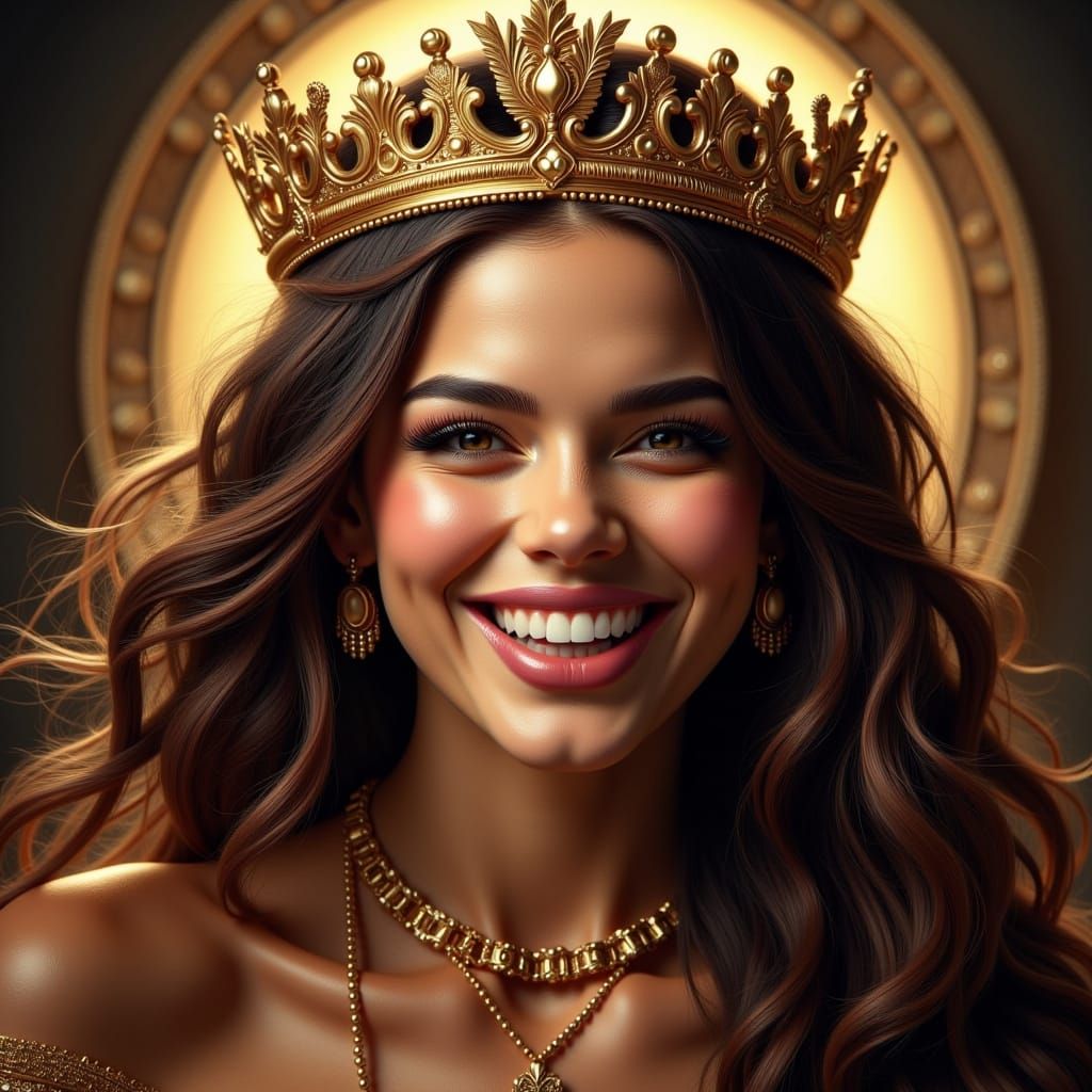 a gorgeous woman laughing wearing a stunning crown.....