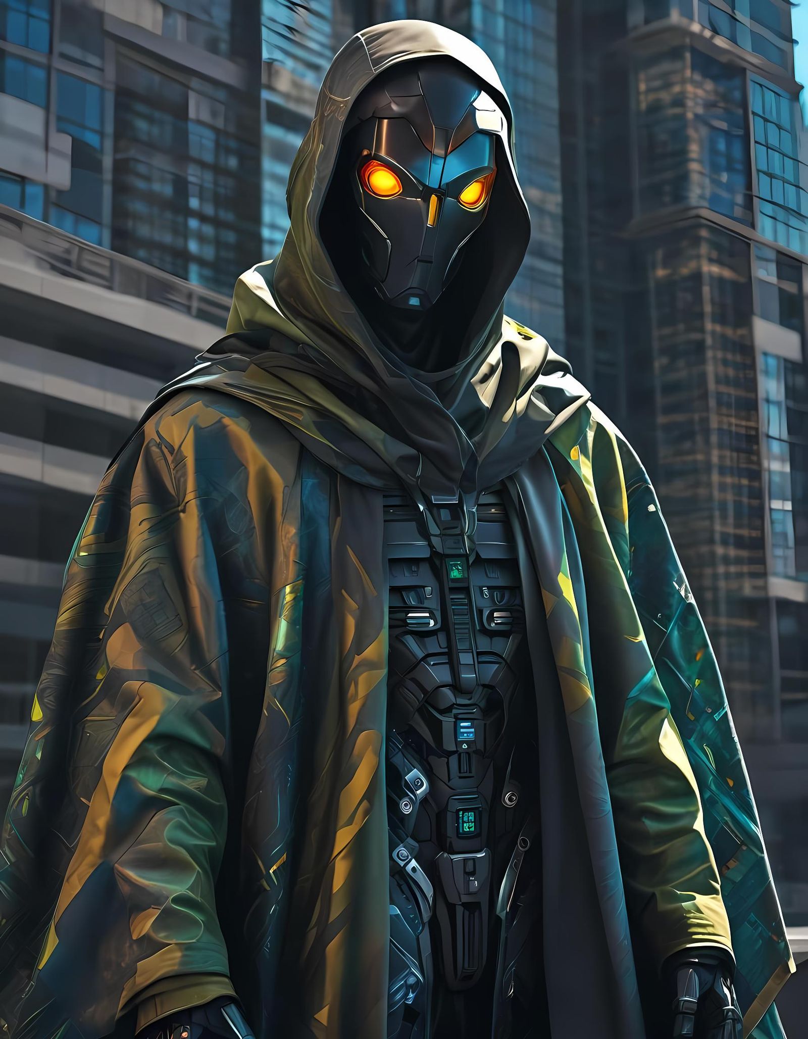 Android Cloaked in Shadows: Cyberpunk Portrait