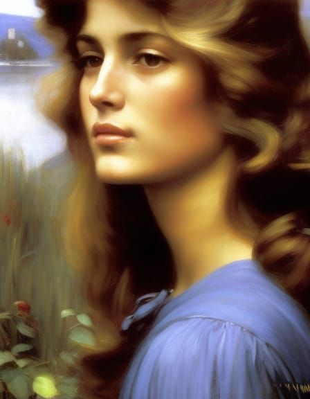 Farrah Fawcett Portrait in Pre-Raphaelite Style