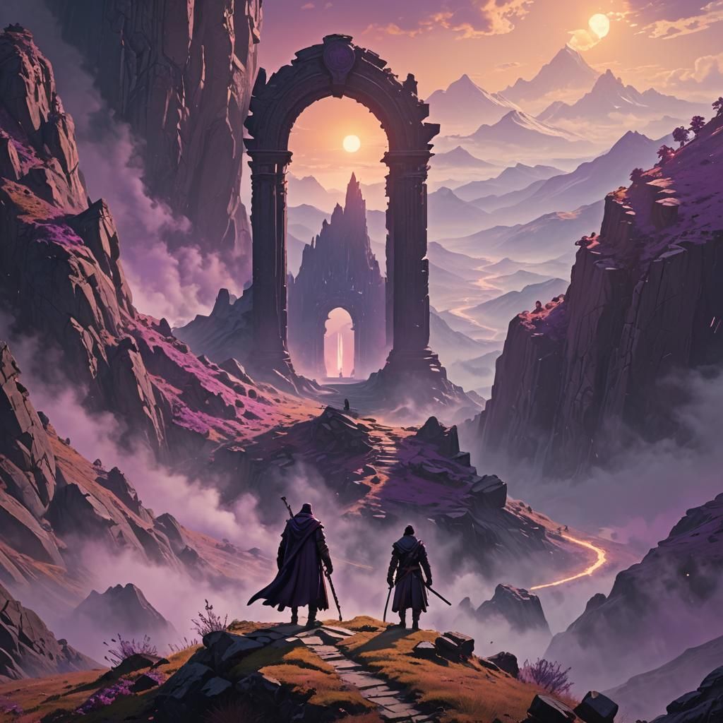 Warrior at Ancient Portal: Cinematic Fantasy Splash Art