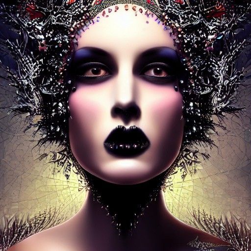 Gothic Beauty in Hyperrealistic Baroque Cyberpunk Art