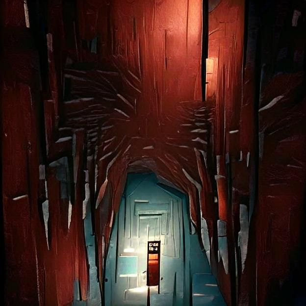 Eerie Doorway at Hallway's End