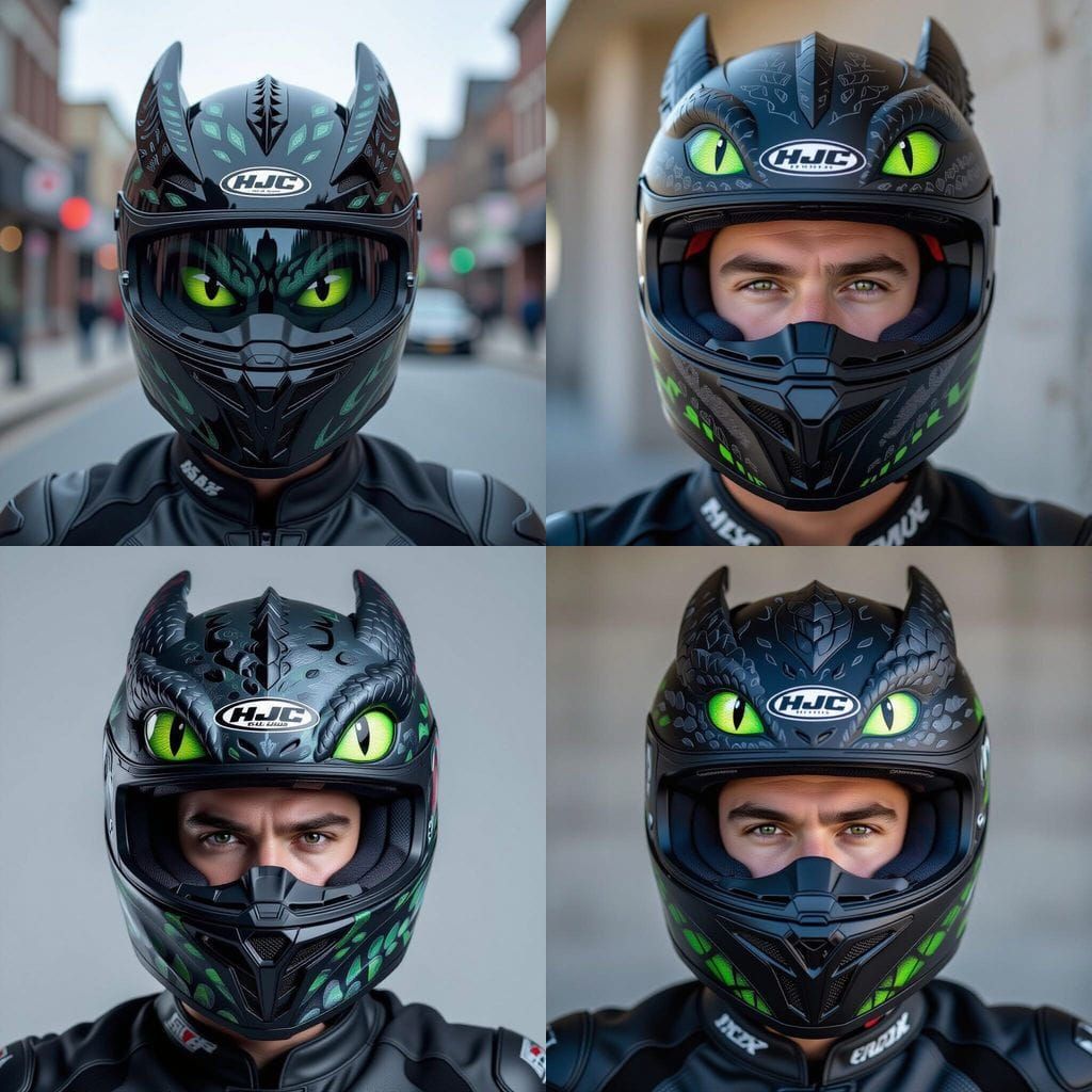 Create a photorealistic, front-facing portrait of a biker we...