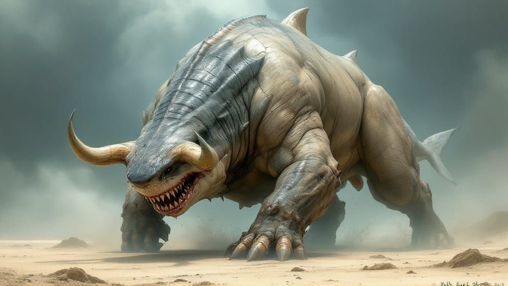 Terrifying Bull Shark Hybrid Creature on Land and Sea