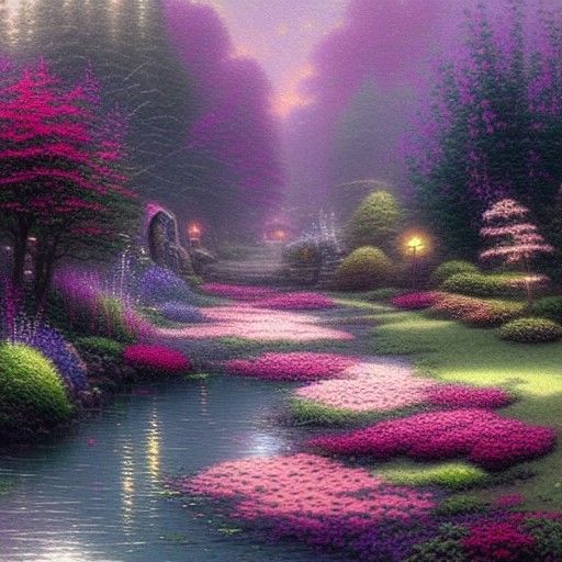 Ethereal Flower River in Hyperdetailed Fantasy Landscape