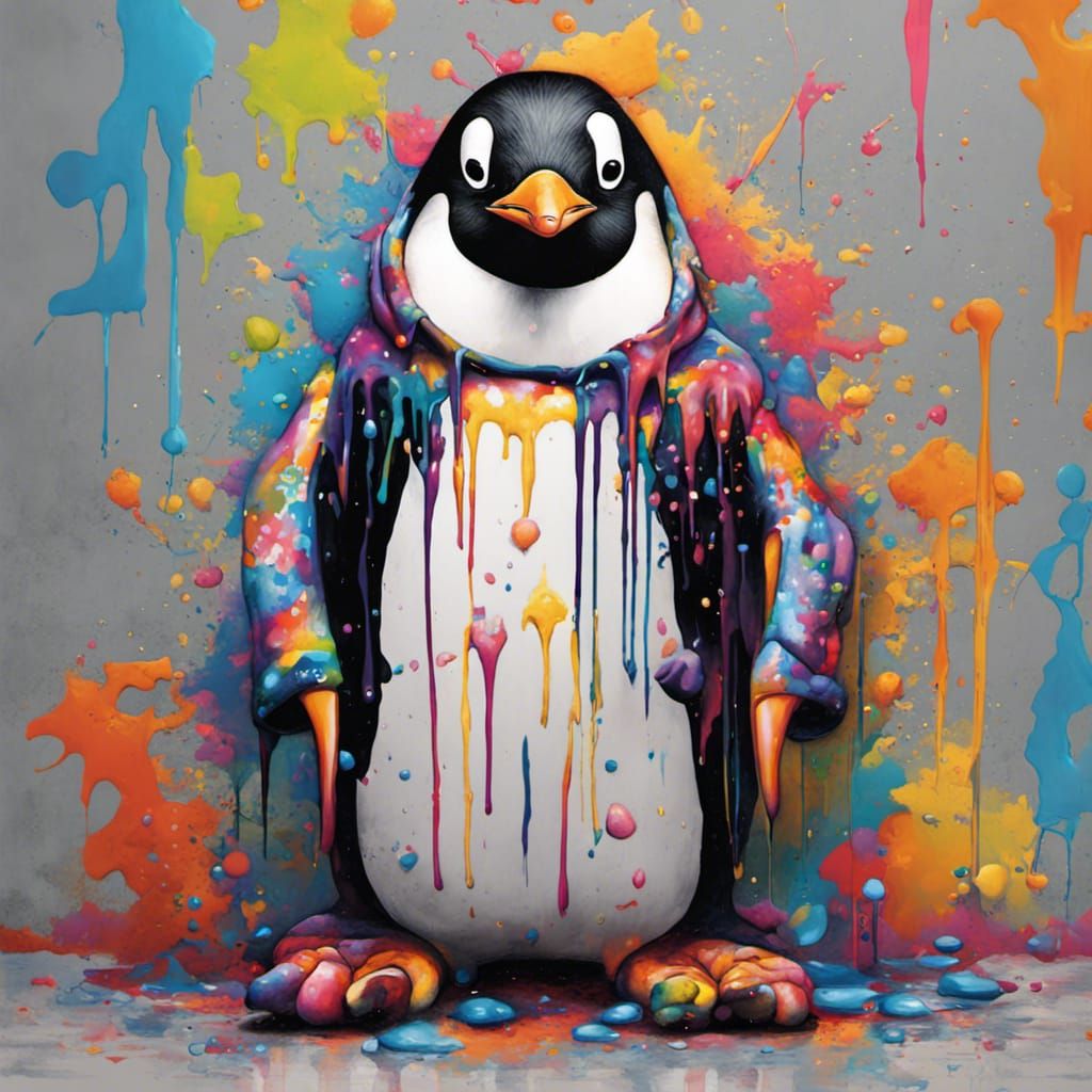 Penguin in Pajamas: Graffiti Street Art