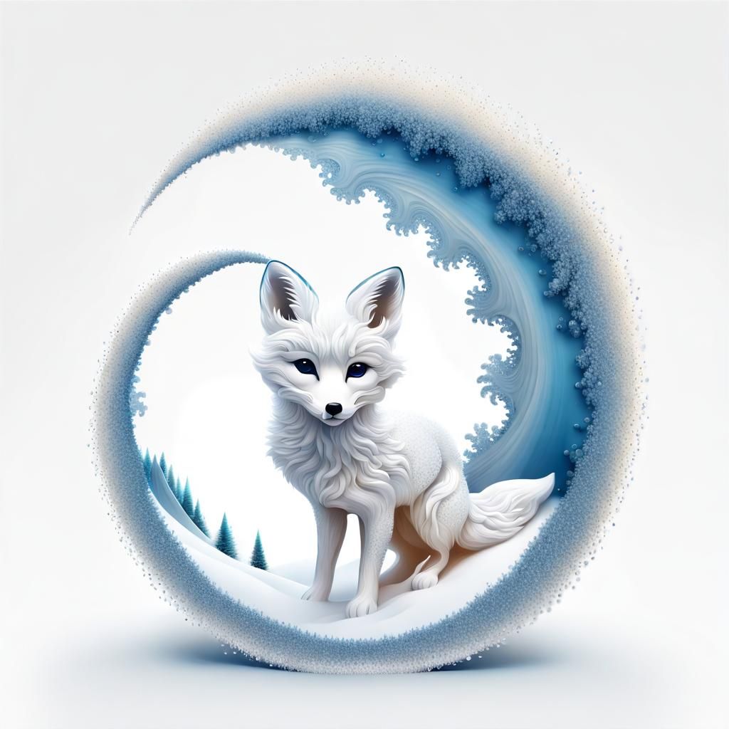 Glitter Fox Double Exposure in Snowy Landscape