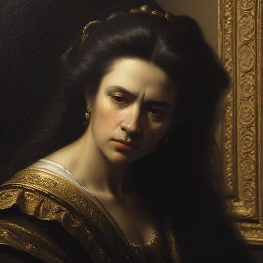 Introspective Woman Portrait in Baroque Style