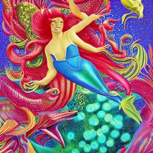 Glamorous Mermaid in Vibrant, Hyper-Realistic Digital Art