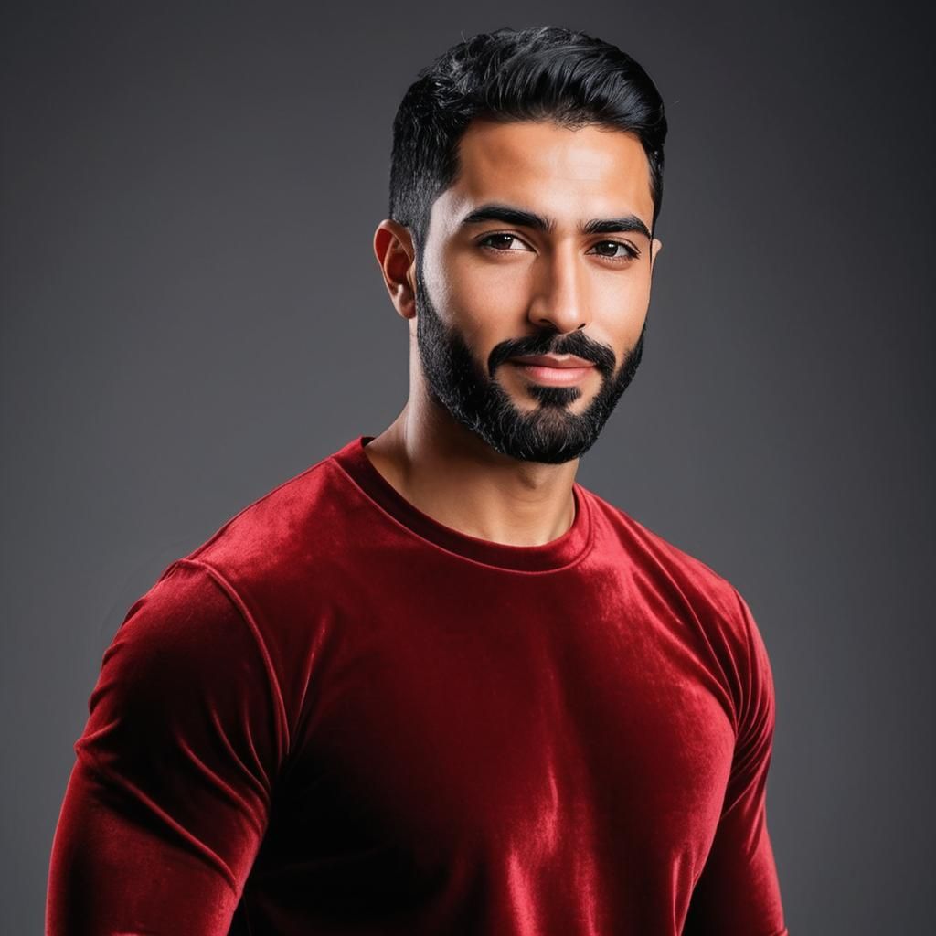Handsome Man in Red Velvet: Detailed Digital Portrait