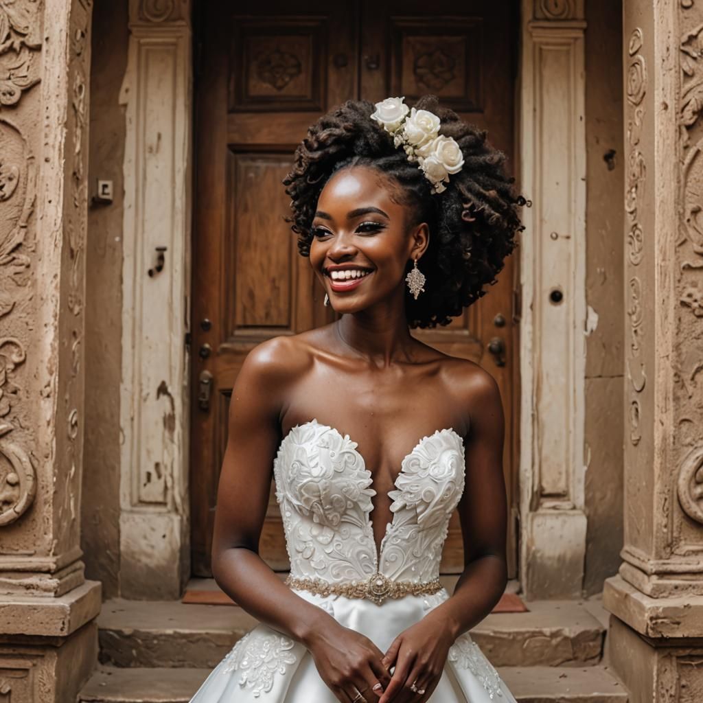 Beautiful African Model in Bridal Wear Portrait