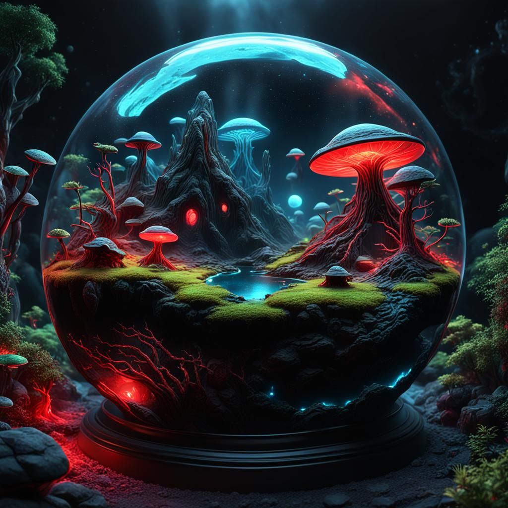 Bioluminescent Alien World Inside a Terrarium