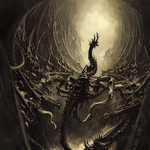 Dragon Skeleton in Dark Fantasy Style