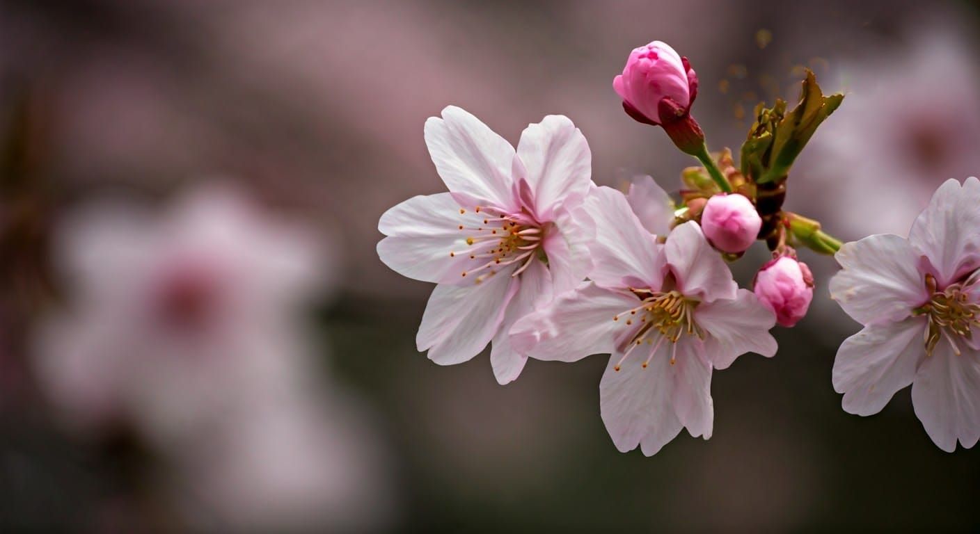 Surreal Cherry Blossom Explosion in Abstract Style