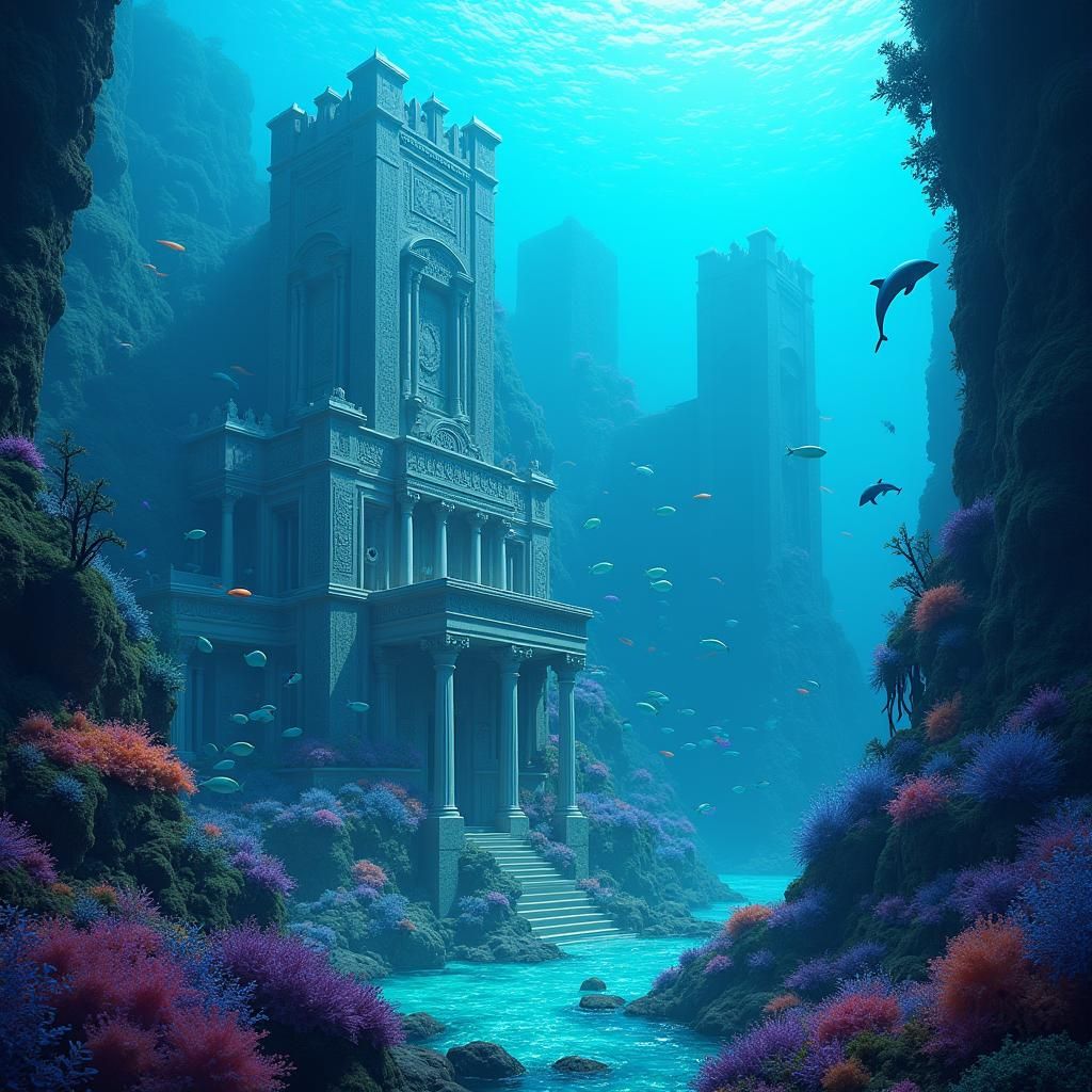 Atlantis: Bioluminescent City in Neo-Grecian Style