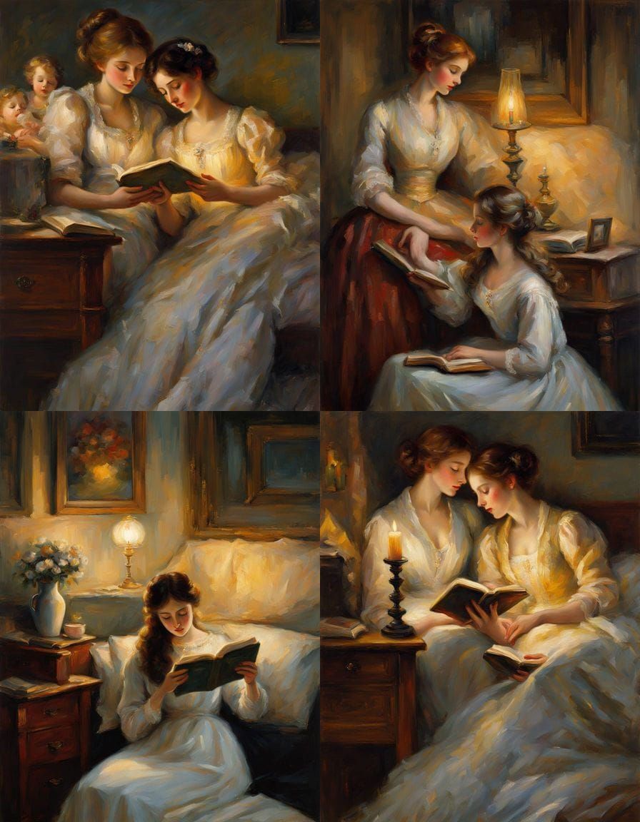 Motherly Love in Soft Focus Oil Painting