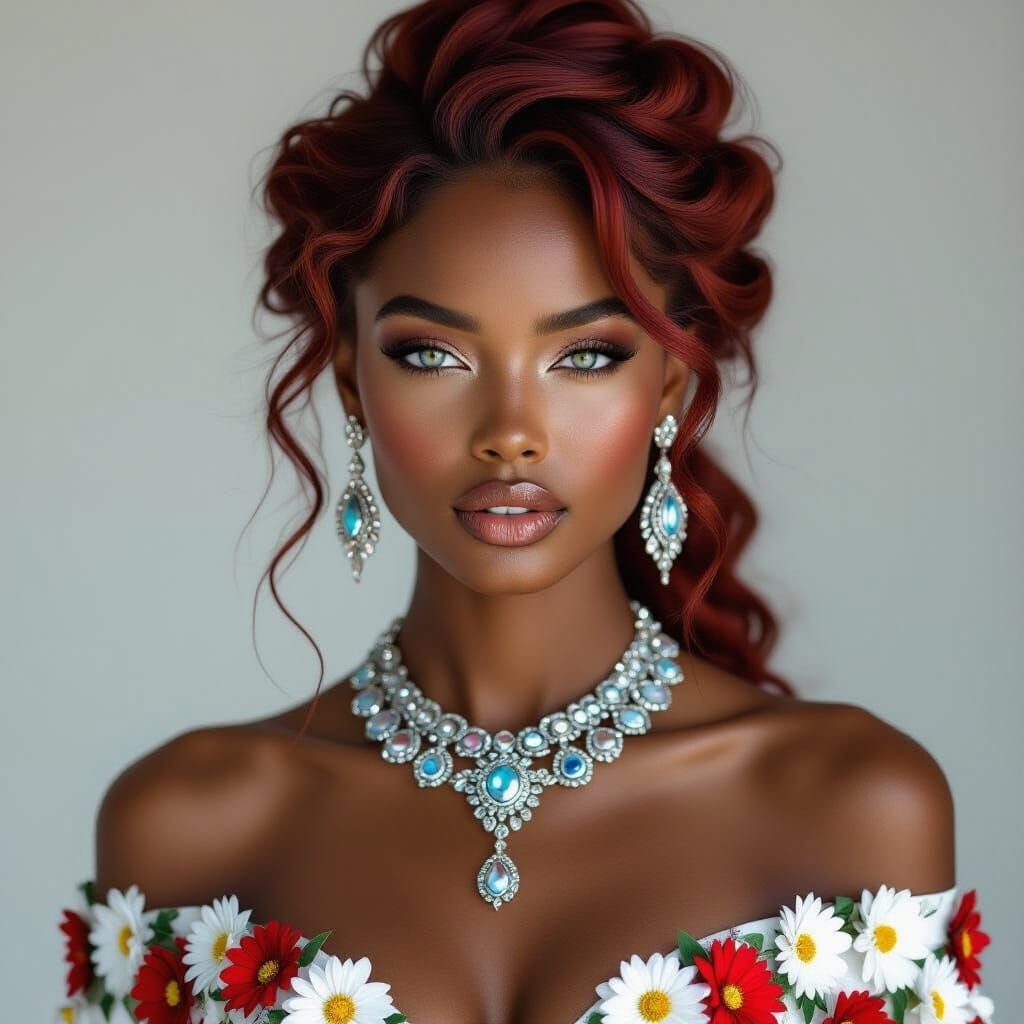 Striking Woman with Red Hair in Photorealistic Style