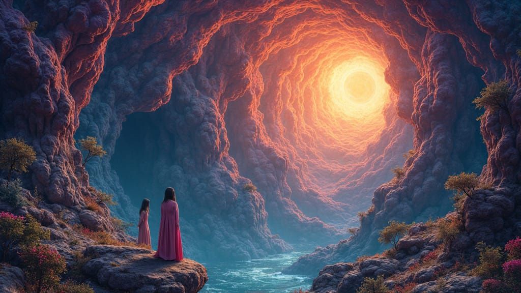 Surreal Dreamscape Illuminated by Celestial Light