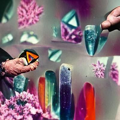 Luminous Multi-Colored Crystals on Dark Background