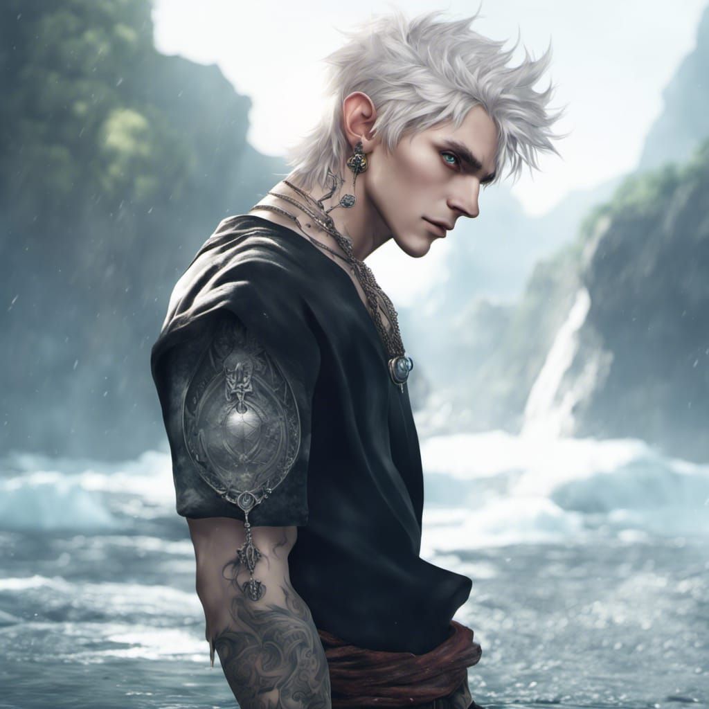 Anime Style Elf Warlock with Sailor Tattoos