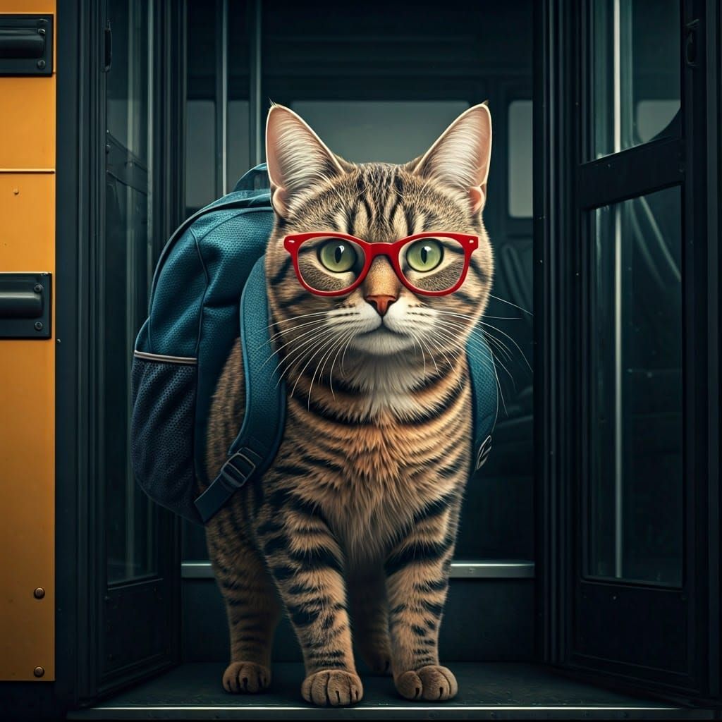 Cat Student's First Day of School