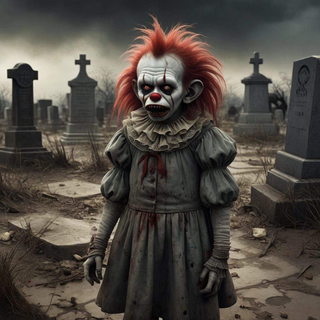 Gothic Toddler Zombie Girl Lost in a Bleak 1930s Oklahoma Ce...