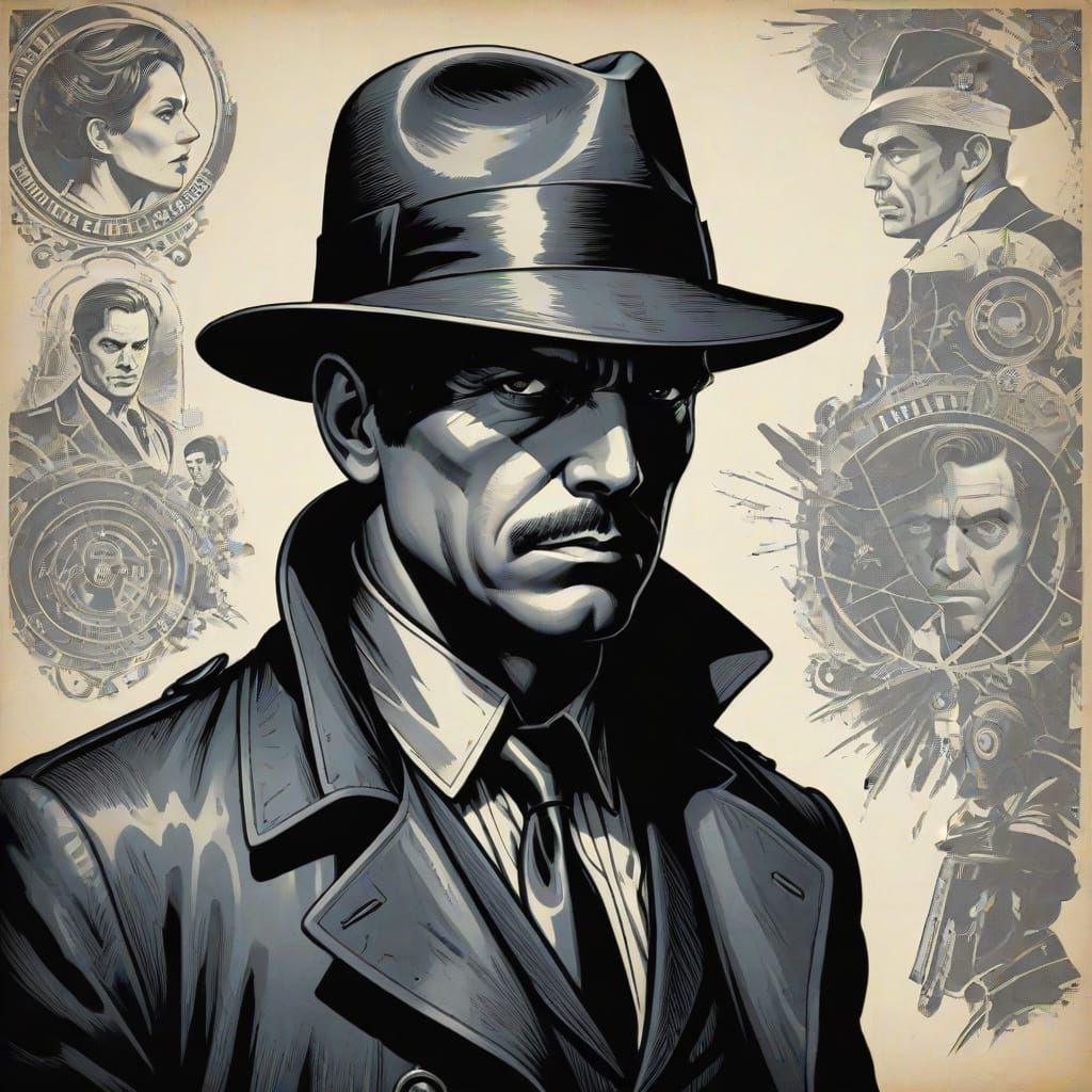 Etched Noir Detective in Classic Style