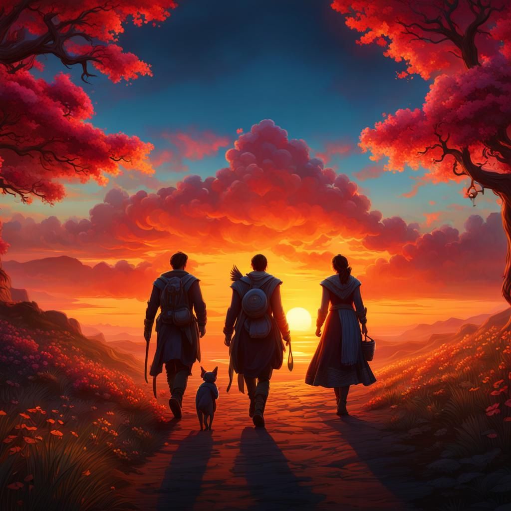 Sunset Walk: Fantastical Matte Painting in Deep Color