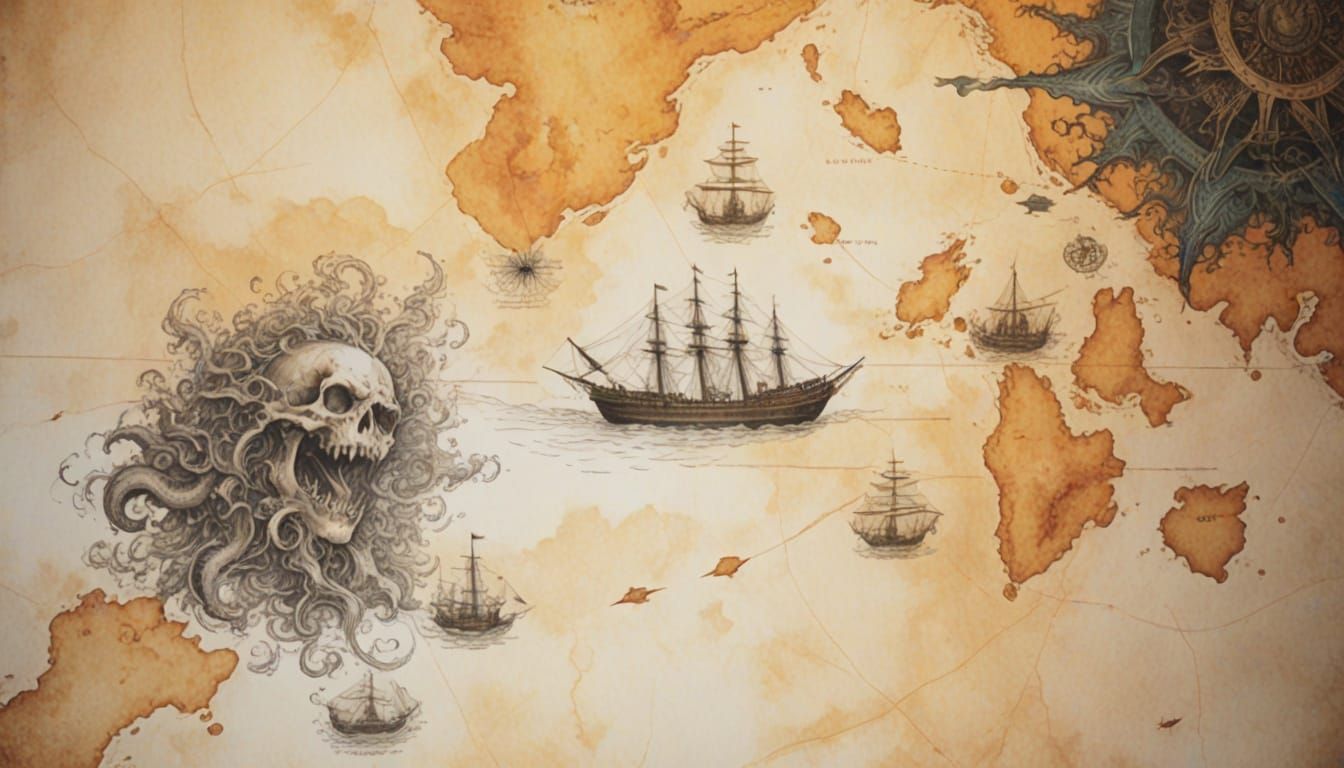 Ethereal Nautical Chart in Disney-Inspired Style